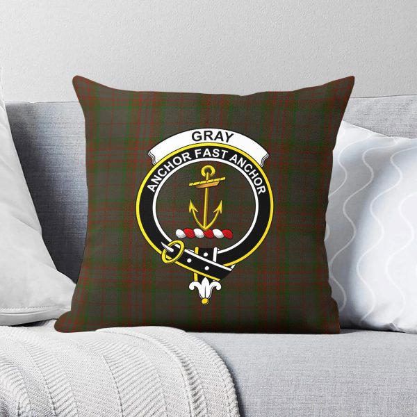 Gray Tartan Crest Pillow Cover on Sale
