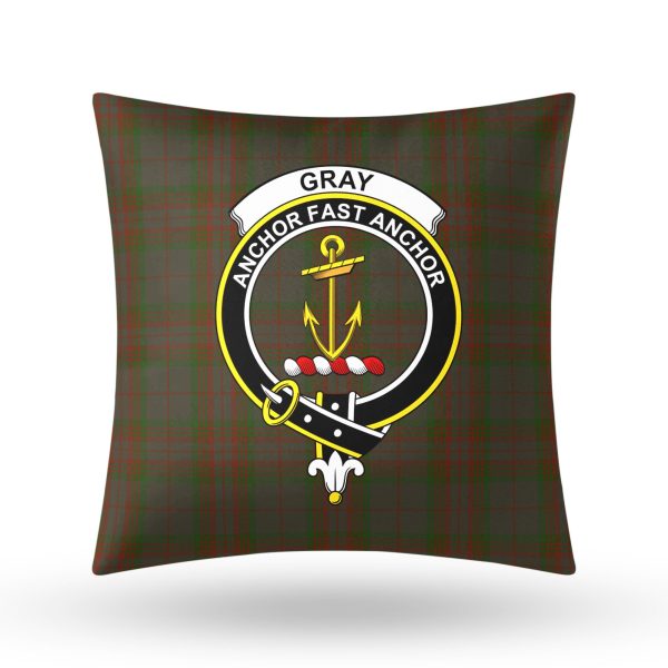 Gray Tartan Crest Pillow Cover on Sale - Image 3
