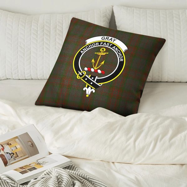 Gray Tartan Crest Pillow Cover on Sale - Image 2