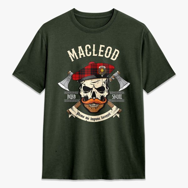 MacLeod of Raasay Tartan Crest 2D T-shirt - Alba Skull Style Cheap - Image 5
