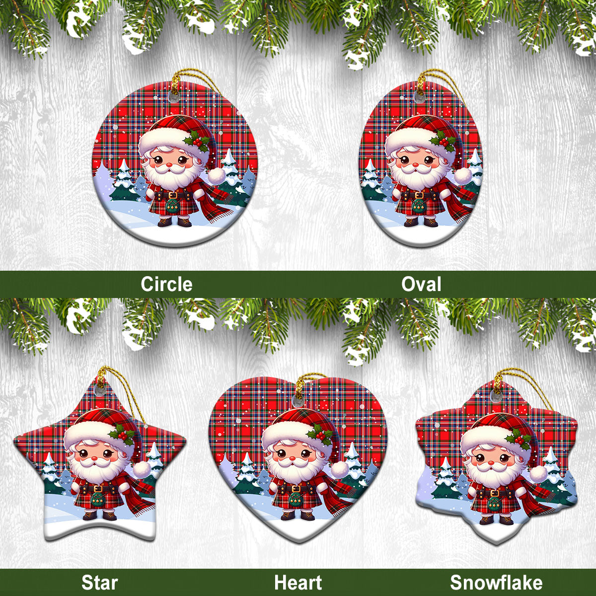 McFarlane Modern Tartan Christmas Ceramic Ornament – Santa Claus In Kilt Style Fashion
