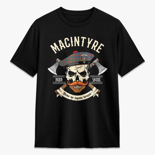 MacIntyre Ancient Tartan Crest 2D T-shirt - Alba Skull Style Supply