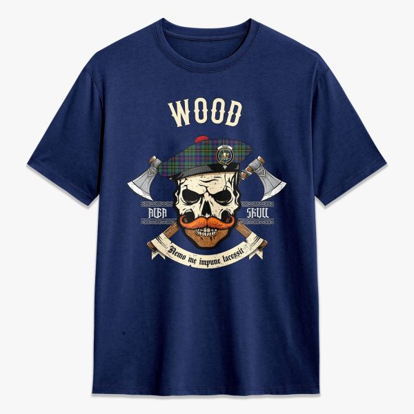 Wood Tartan Crest 2D T-shirt - Alba Skull Style Cheap - Image 3