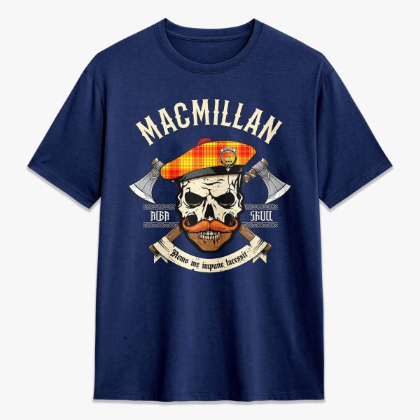 MacMillan Clan Tartan Crest 2D T-shirt - Alba Skull Style Cheap - Image 3