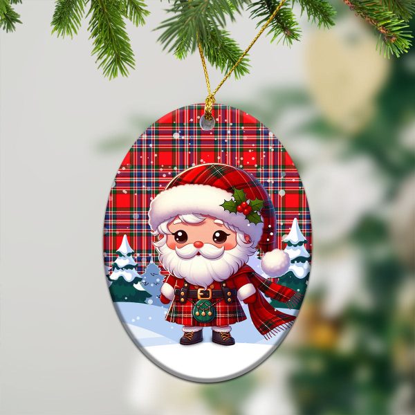 McFarlane Modern Tartan Christmas Ceramic Ornament - Santa Claus In Kilt Style Fashion - Image 3