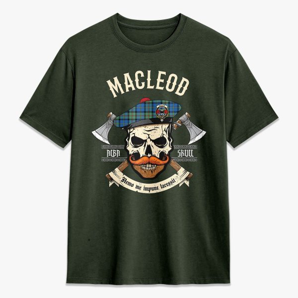 MacLeod of Harris Ancient Tartan Crest 2D T-shirt - Alba Skull Style Discount - Image 5