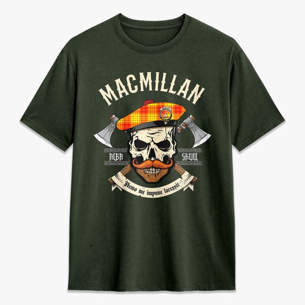 MacMillan Clan Tartan Crest 2D T-shirt - Alba Skull Style Cheap - Image 5