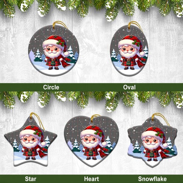 Shepherd Tartan Christmas Ceramic Ornament - Santa Claus In Kilt Style on Sale