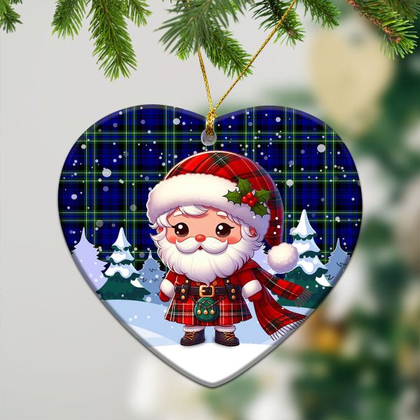 Arbuthnot Modern Tartan Christmas Ceramic Ornament - Santa Claus In Kilt Style Fashion - Image 5