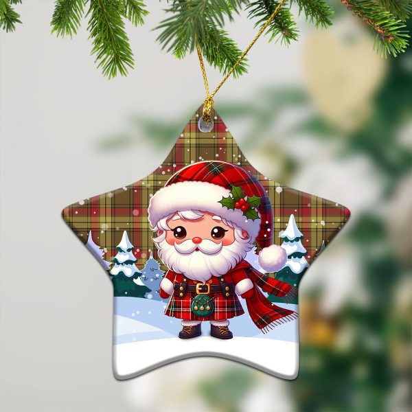 MacMillan Old Weathered Tartan Christmas Ceramic Ornament - Santa Claus In Kilt Style Online Sale - Image 4