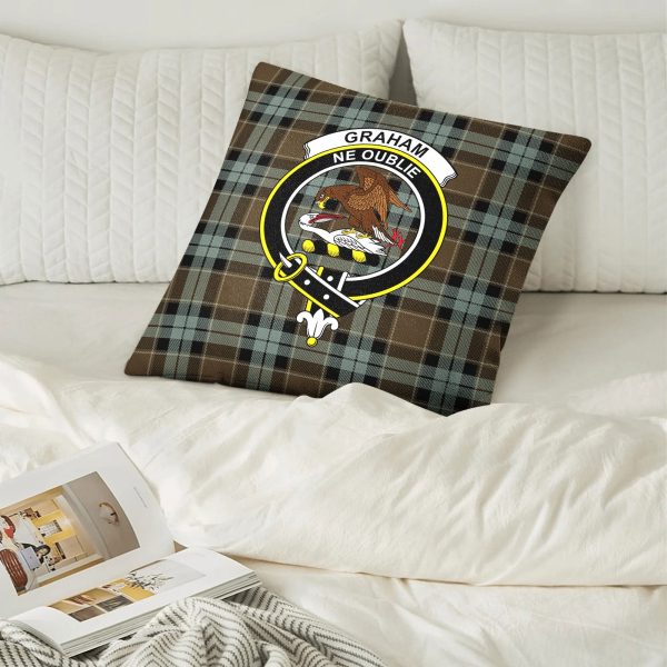 Graham of Menteith Weathered Tartan Crest Pillow Cover Cheap - Image 2