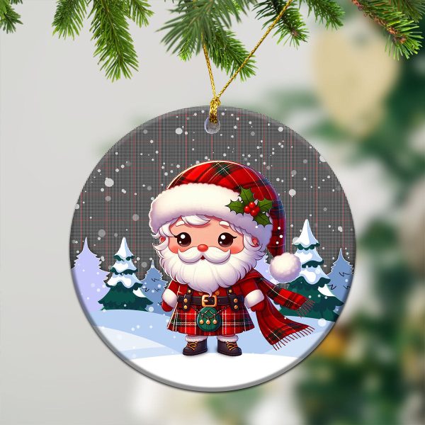 Shepherd Tartan Christmas Ceramic Ornament - Santa Claus In Kilt Style on Sale - Image 2