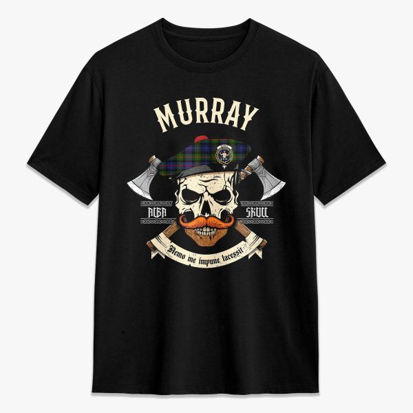 Murray of Atholl Modern Tartan Crest 2D T-shirt - Alba Skull Style For Cheap