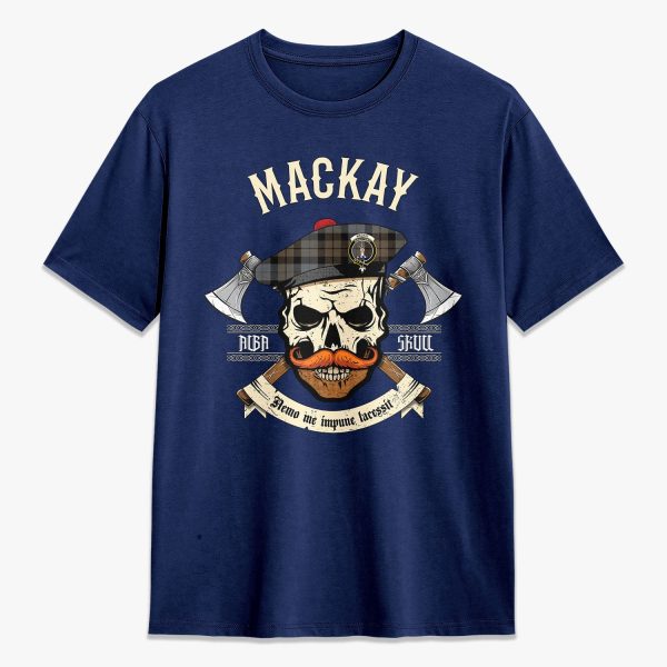 MacKay Weathered Tartan Crest 2D T-shirt - Alba Skull Style For Cheap - Image 3