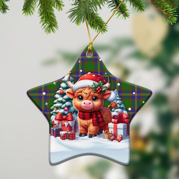 Strang (or Strange) Tartan Christmas Ceramic Ornament - Highland Cow Winter Style Supply - Image 4