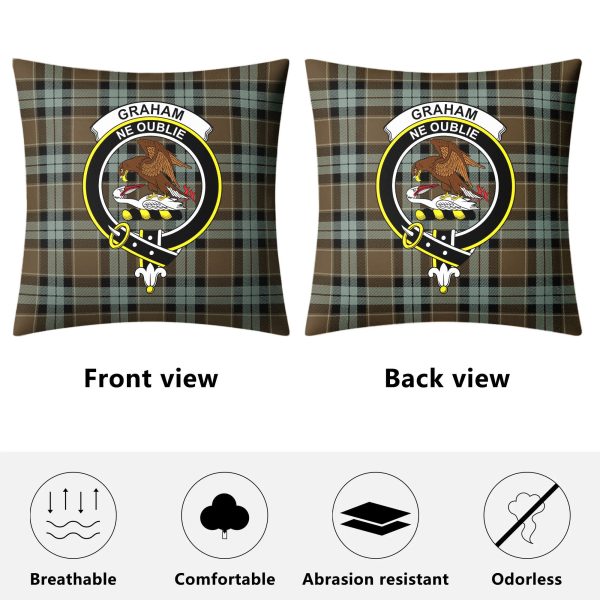 Graham of Menteith Weathered Tartan Crest Pillow Cover Cheap - Image 4