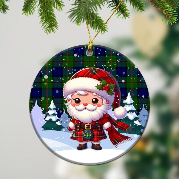 Dundas Modern Tartan Christmas Ceramic Ornament - Santa Claus In Kilt Style Online now - Image 2
