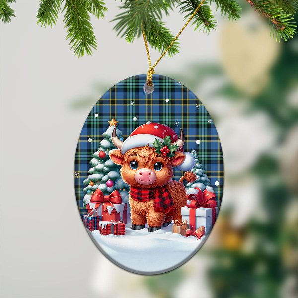 Weir Ancient Tartan Christmas Ceramic Ornament - Highland Cow Winter Style Online - Image 3