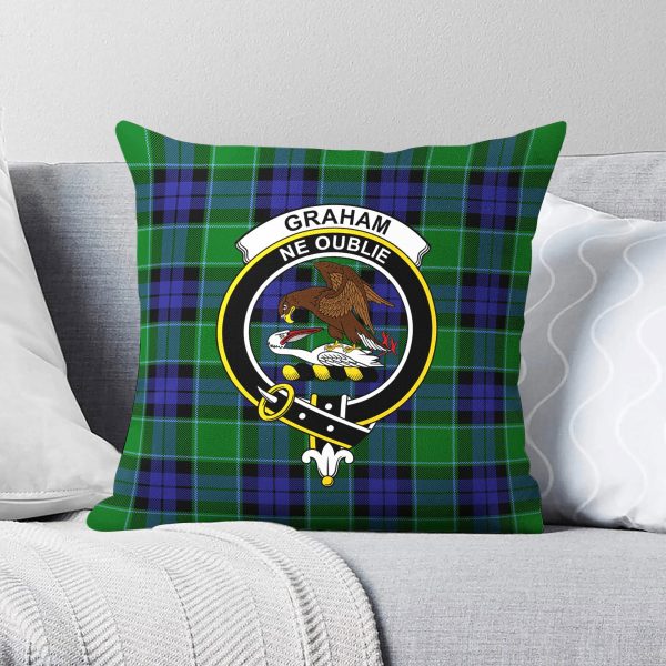 Graham of Menteith Modern Tartan Crest Pillow Cover For Sale