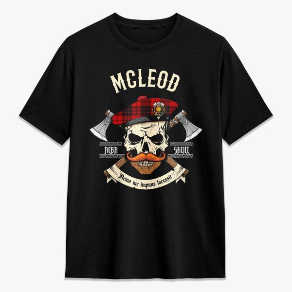 McLeod of Raasay Tartan Crest 2D T-shirt - Alba Skull Style For Cheap