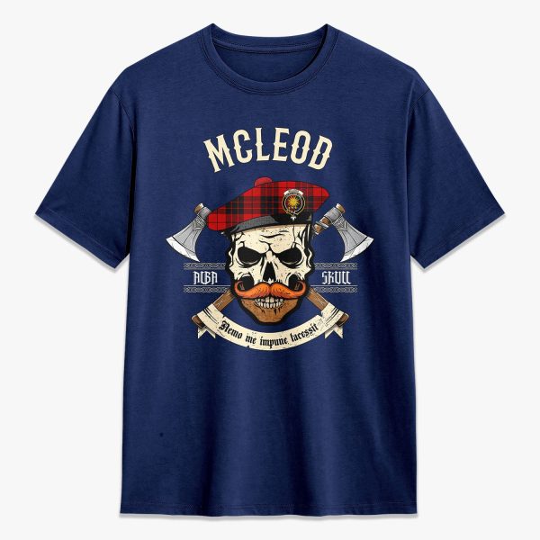 McLeod of Raasay Tartan Crest 2D T-shirt - Alba Skull Style For Cheap - Image 3
