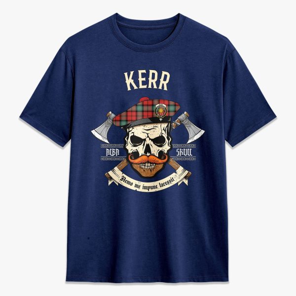 Kerr Ancient Tartan Crest 2D T-shirt - Alba Skull Style Sale - Image 3