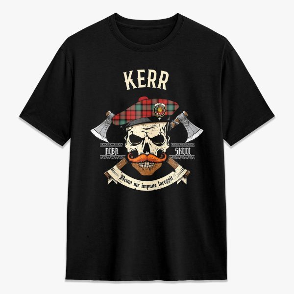 Kerr Ancient Tartan Crest 2D T-shirt - Alba Skull Style Sale