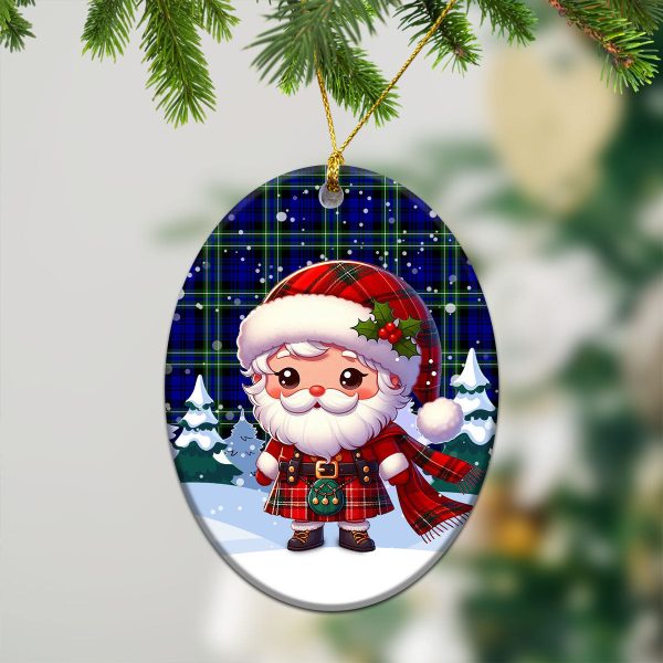 Arbuthnot Modern Tartan Christmas Ceramic Ornament - Santa Claus In Kilt Style Fashion - Image 3