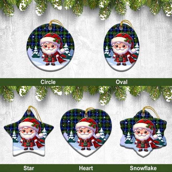 Smith Modern Tartan Christmas Ceramic Ornament - Santa Claus In Kilt Style on Sale