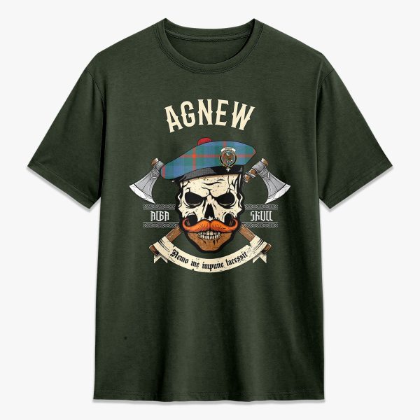 Agnew Ancient Tartan Crest 2D T-shirt - Alba Skull Style For Discount - Image 5