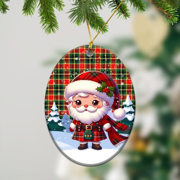 McLachlan Hunting Modern Tartan Christmas Ceramic Ornament - Santa Claus In Kilt Style Sale - Image 3