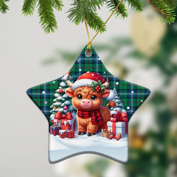 Urquhart Ancient Tartan Christmas Ceramic Ornament - Highland Cow Winter Style Cheap - Image 4