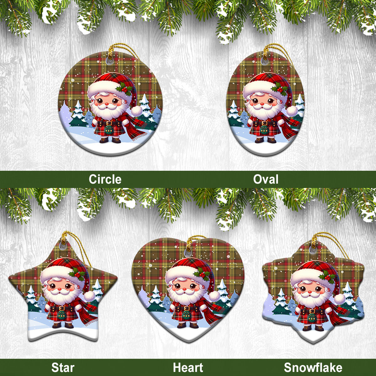 MacMillan Old Weathered Tartan Christmas Ceramic Ornament – Santa Claus In Kilt Style Online Sale