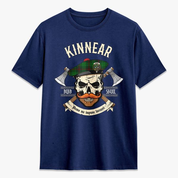 Kinnear Tartan Crest 2D T-shirt - Alba Skull Style Discount - Image 3