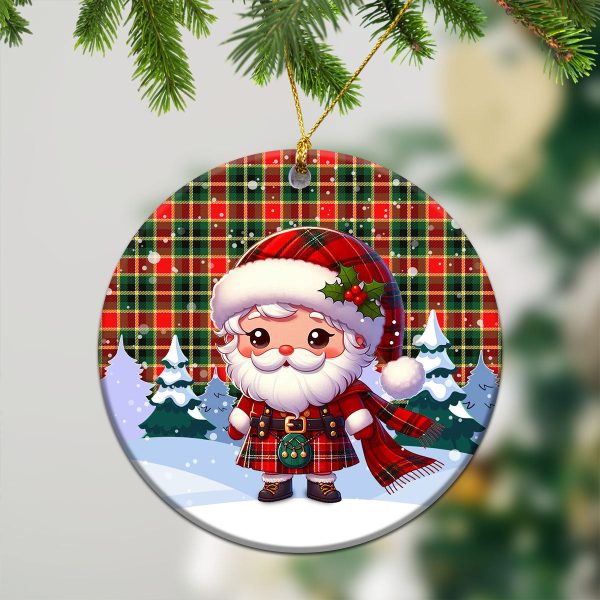McLachlan Hunting Modern Tartan Christmas Ceramic Ornament - Santa Claus In Kilt Style Sale - Image 2