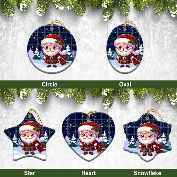 Arbuthnot Modern Tartan Christmas Ceramic Ornament - Santa Claus In Kilt Style Fashion