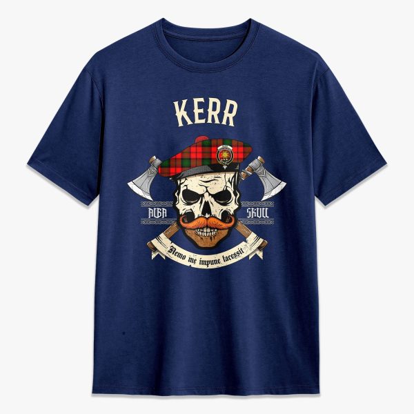 Kerr Modern Tartan Crest 2D T-shirt - Alba Skull Style For Cheap - Image 3