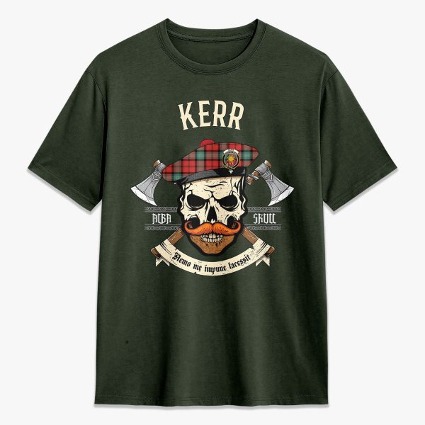 Kerr Ancient Tartan Crest 2D T-shirt - Alba Skull Style Sale - Image 5