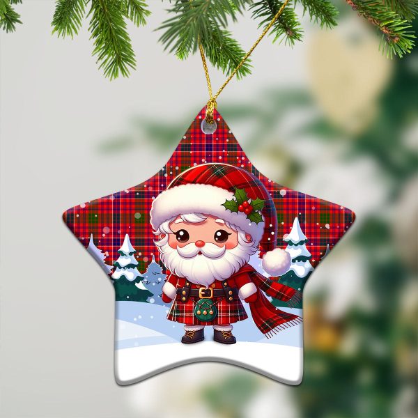 McRae Modern Tartan Christmas Ceramic Ornament - Santa Claus In Kilt Style Online Sale - Image 4