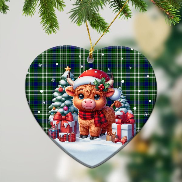 Mow Tartan Christmas Ceramic Ornament - Highland Cow Winter Style Fashion - Image 5
