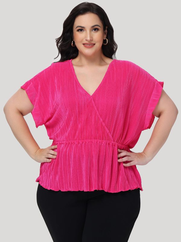 Plus Flutter Sleeve Wrap Top For Cheap - Image 2