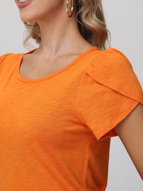 Crewneck Ruffle Sleeve Knit Top Online Sale - Image 5