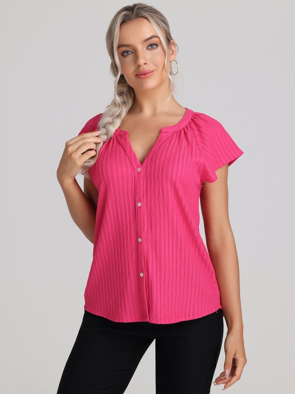 Flutter Sleeve V-Neck Top Supply - Image 2